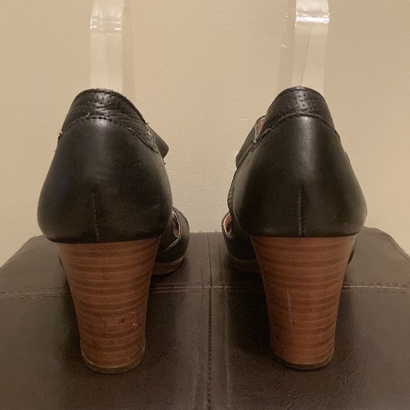 Pikolinos Black Stacked Heel Peep Toe Shoes - Picture 7 of 14